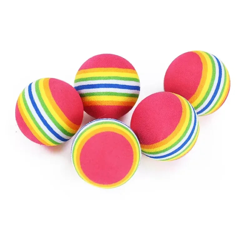 5 Rainbow Cat Toys Ball Interactive Dog Play Chewing – Cat Supplies