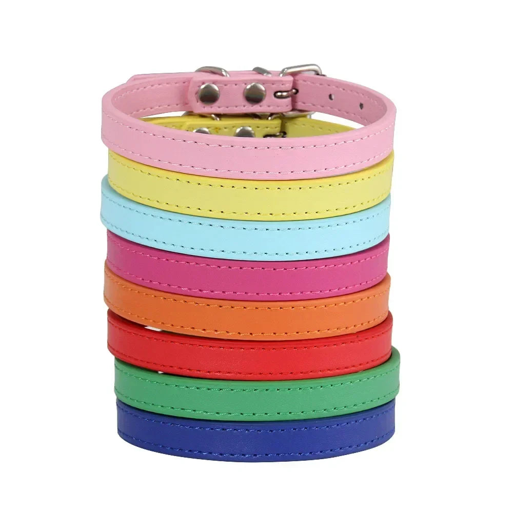 Colorful Leather Puppy Cat Collar Cute - ProPawPet.com