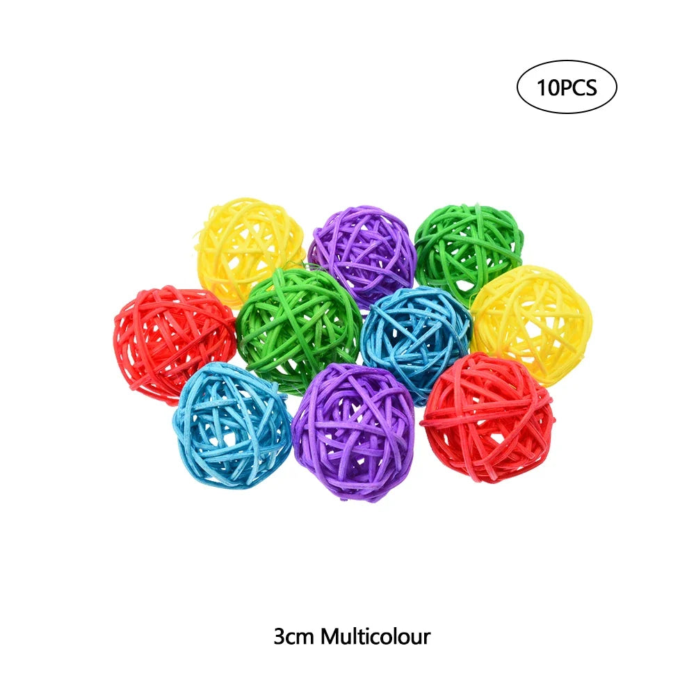 Interactive Rattan Balls Parrot Toys – 10 Colors