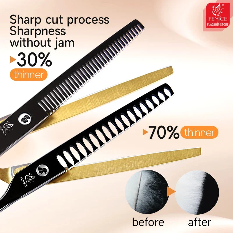 Fenice 6.5/7 Inch Black Gold Pet Grooming - ProPawPet.com