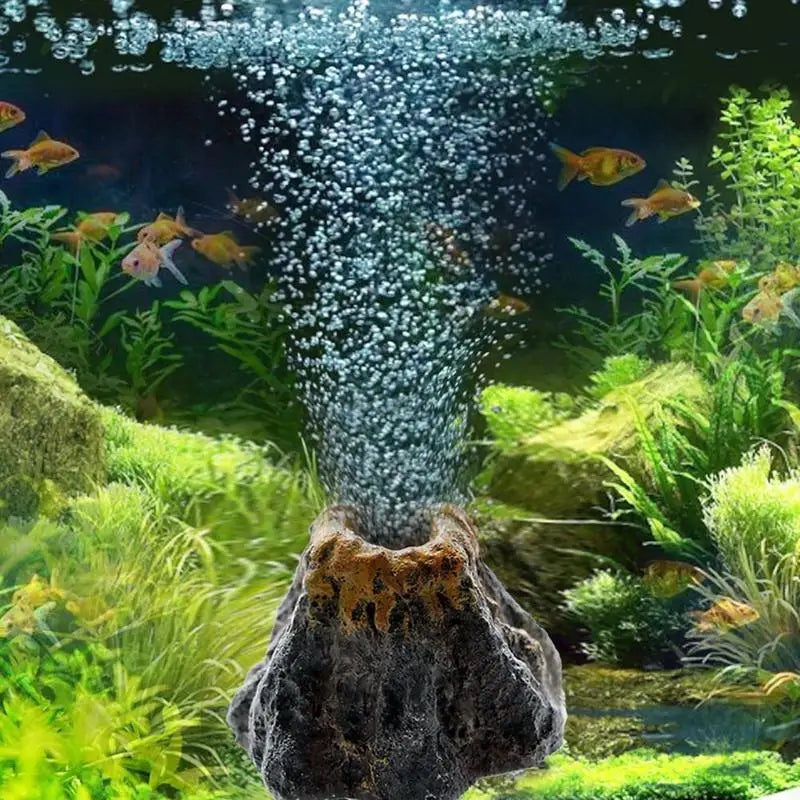 Resin Aquarium Fish Tank Decor Volcano Shape Air Bubble Stone Oxygen