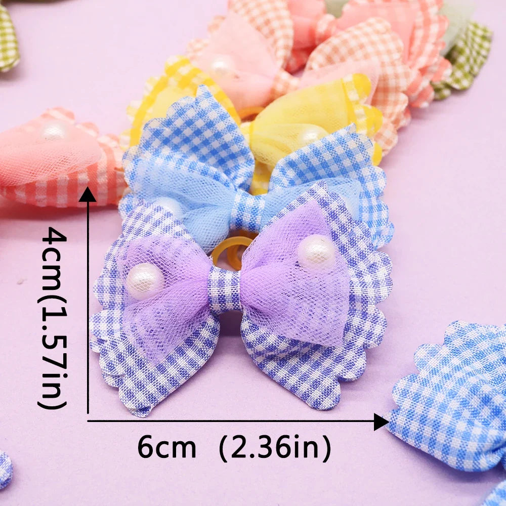 50/100PCS Puppy Bows With Rubber Bands Cute - ProPawPet.com