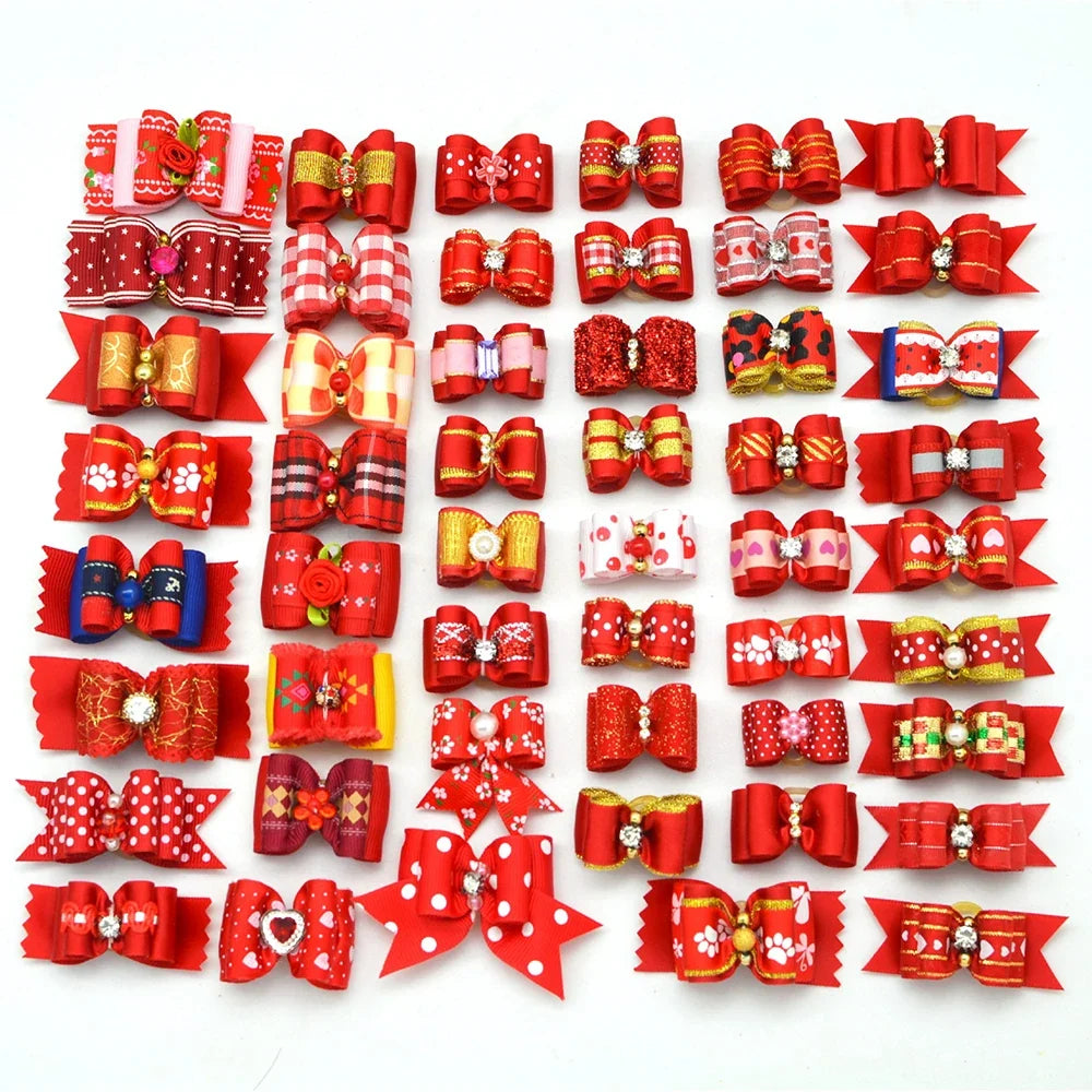 50/100pcs Handmade Pet Dog Bow Diamond Pearl - ProPawPet.com