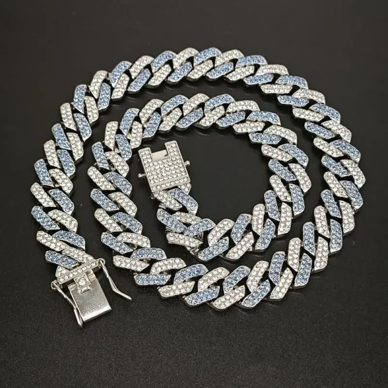 14mm Pink Blue Lab Diamond Dog Cuban Chain - ProPawPet.com