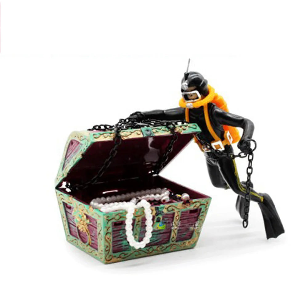 Simulation Treasure Hunter Frogman Box for Aquariums