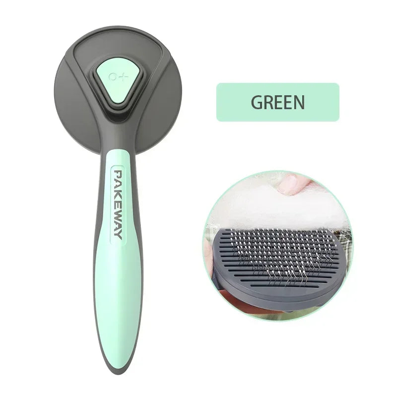 Pet Dematting Grooming Comb Cat Fur Remover Self Cleaning Pin Brush – 3 Colors
