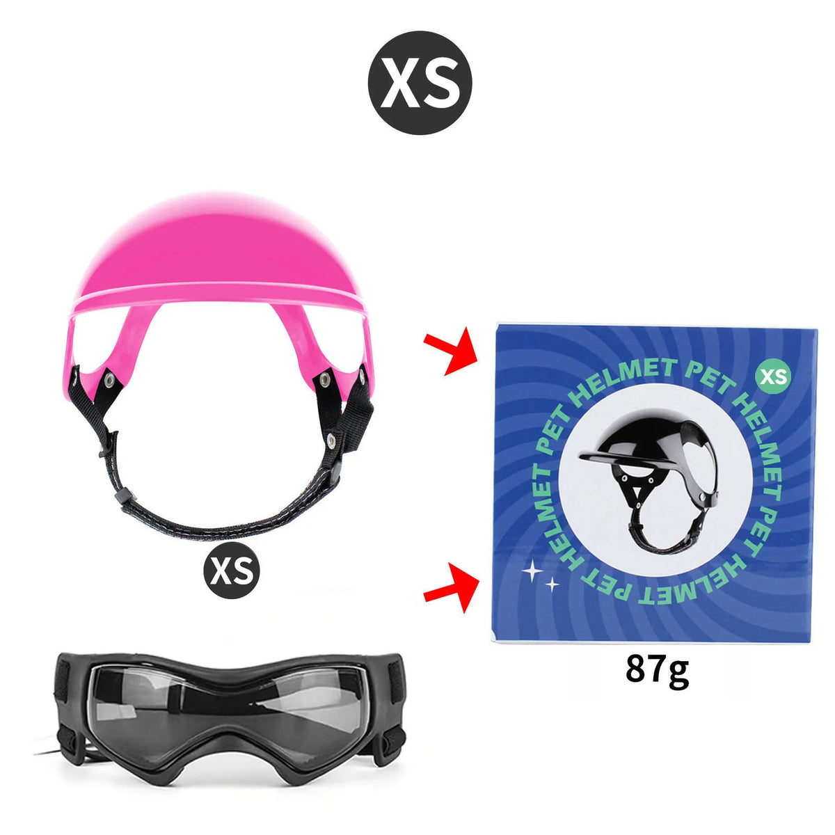 Dog Helmet Goggles Set Pet Safety Hat with Ear Holes Anti UV – Dog Supplies