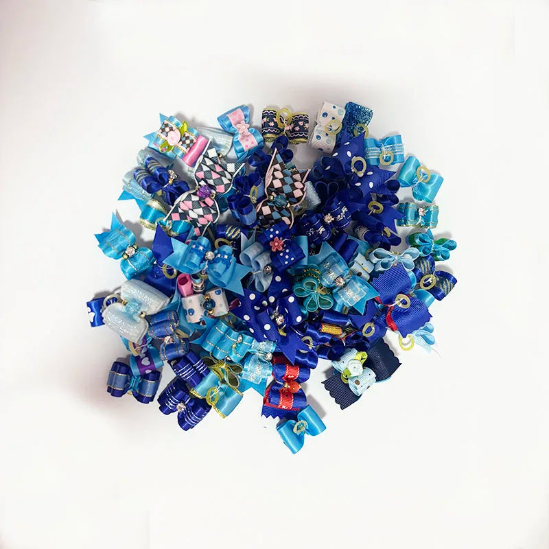 10Pcs Handmade Pet Dog Bow Diamond Pearl Pet - ProPawPet.com