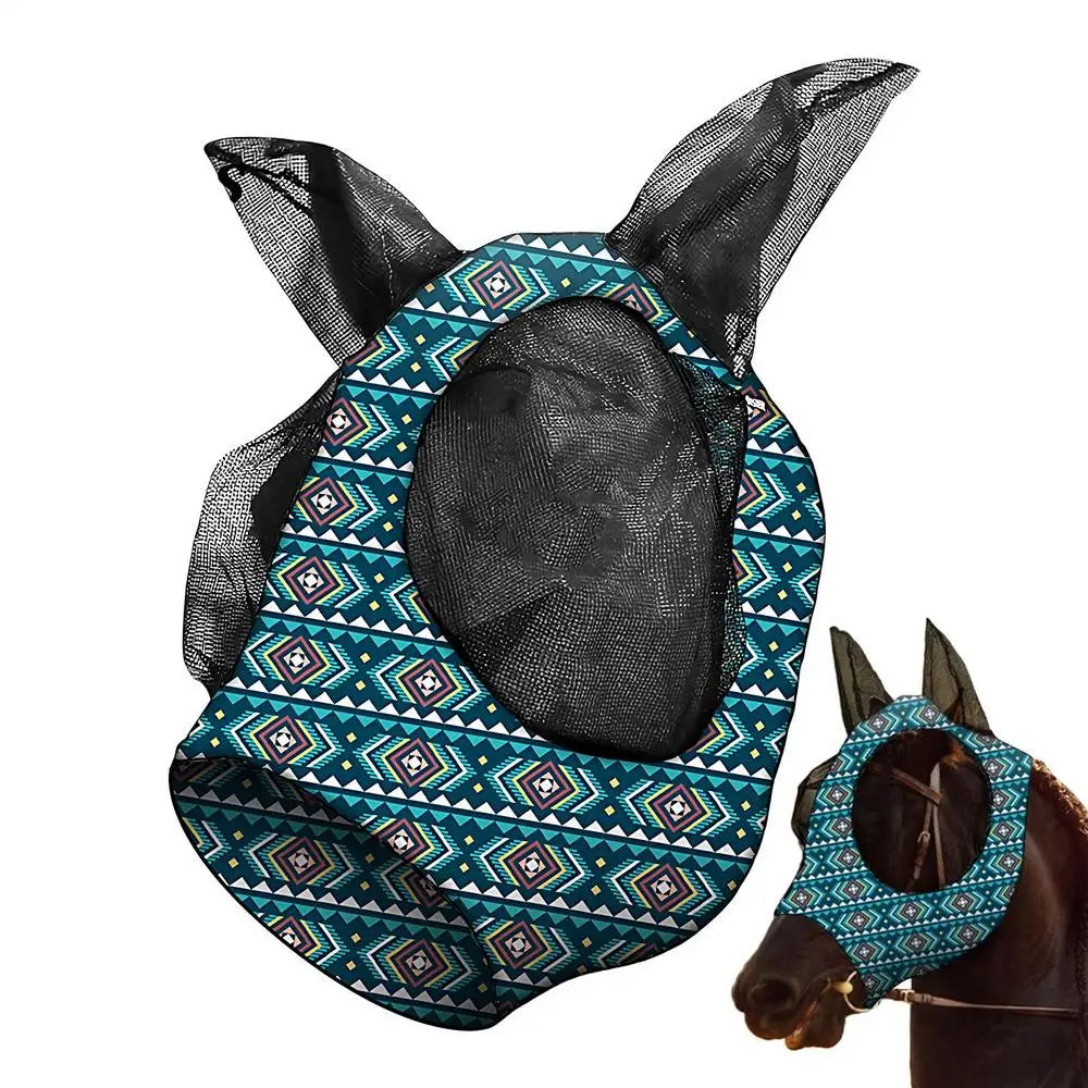 Horse Masque with Ears Breathable Fly Cover, Adjustable