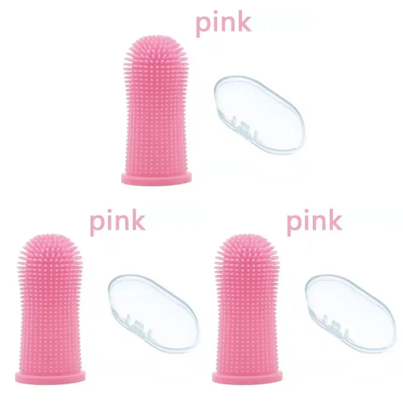 Silicone 1 2 Dog Super Soft Pet Finger Toothbrush Teeth Cleaning Bad – 17 Colors