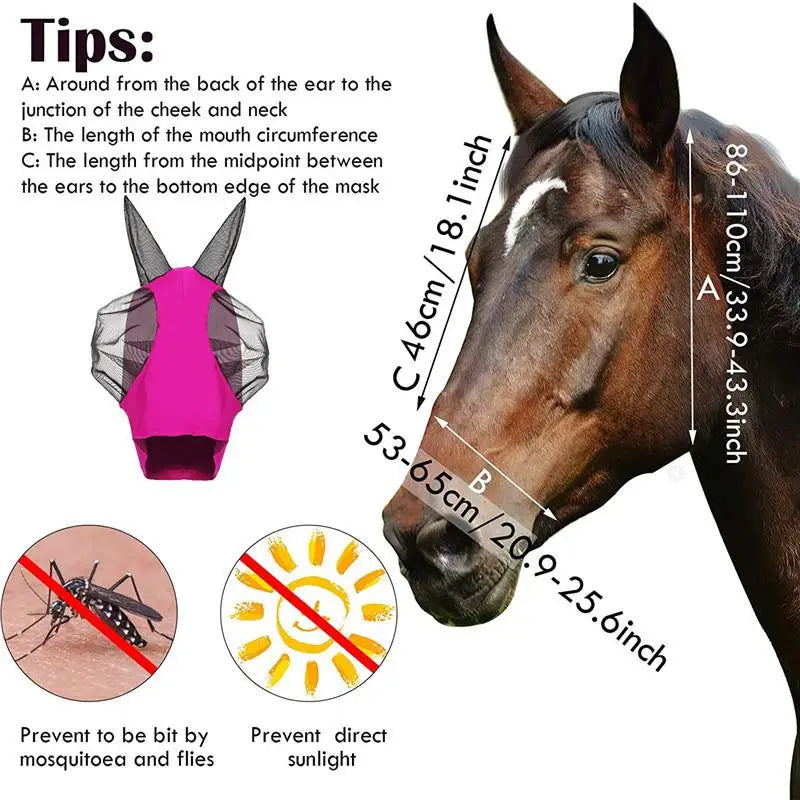 Anti-Fly Mesh Equine Mask Stretch Horse Fly - ProPawPet.com