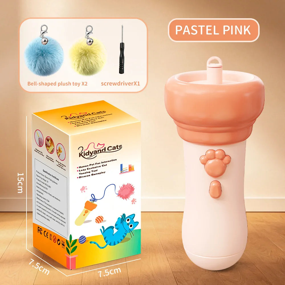 Plush Automatic Cat Teaser Launcher, Electric Retractable Rope