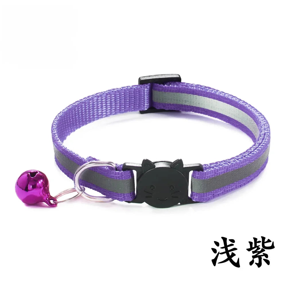 Adjustable Reflective Breakaway Cat Collars with Bells Safety Buckle – 12 Colors