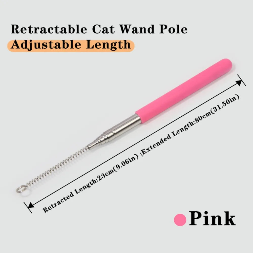 Retractable Cat Wand Pole Stainless Steel Interactive DIY, Adjustable
