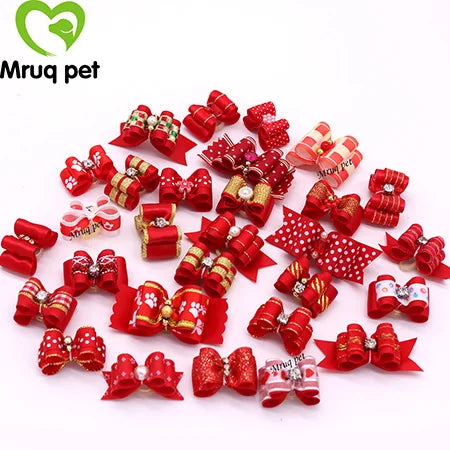 Dog Cute Hair Bows with Rhinestone Flowers Ribbon – Dog Supplies