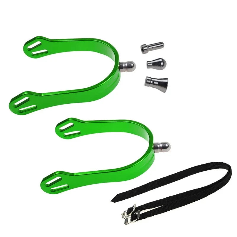 Aluminum Alloy Horse Spurs 4 Replaceable Heads Equestrian – 6 Colors