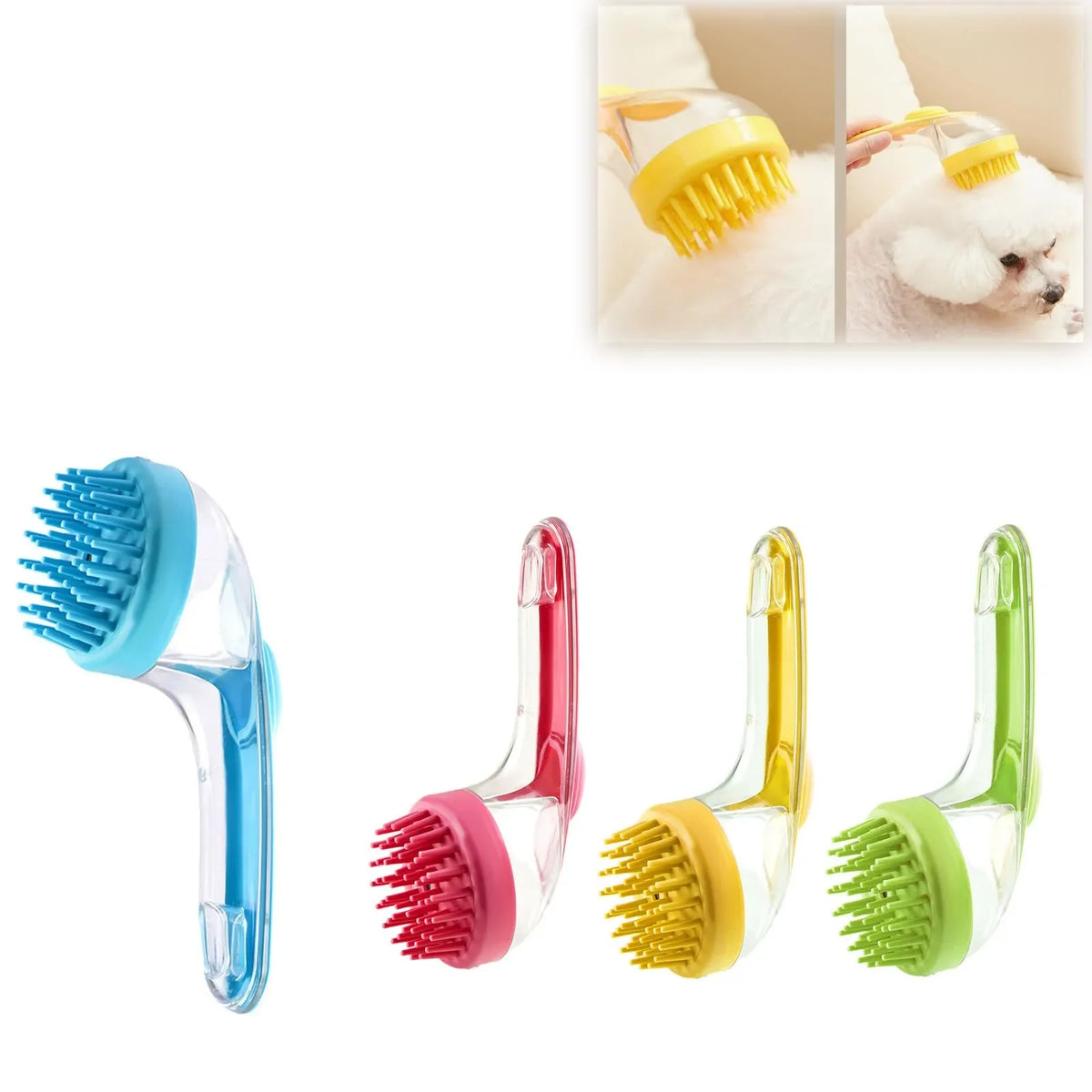1pc Pet Bath Brush Soft Silicone Long Handle - ProPawPet.com