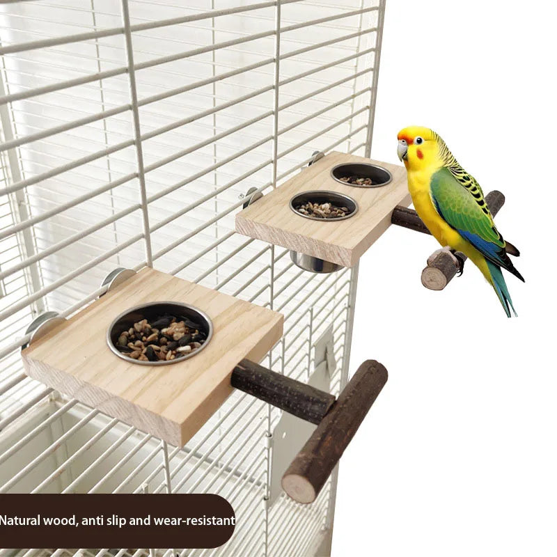 Wood Stainless Steel Pet Bird Food Water - ProPawPet.com