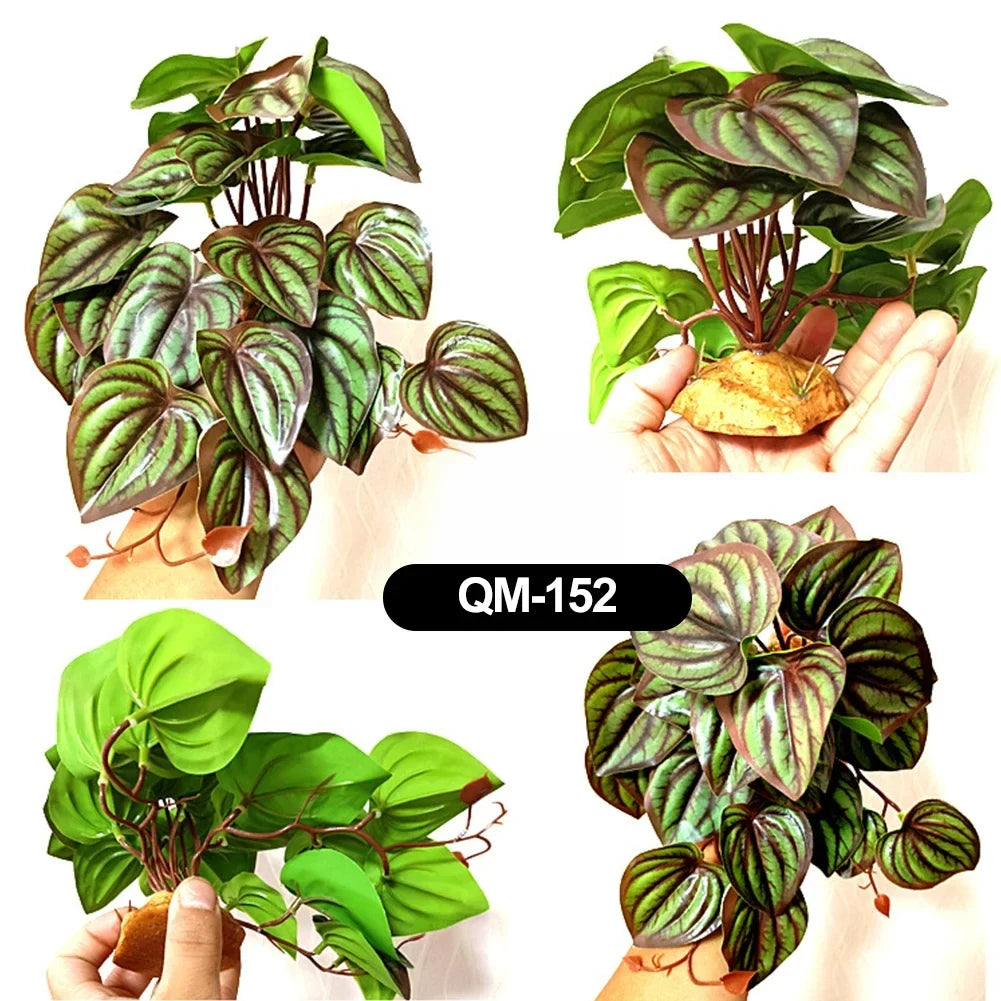 Large Leaf Artificial Plant Stable Base Vivarium Decor for Horses