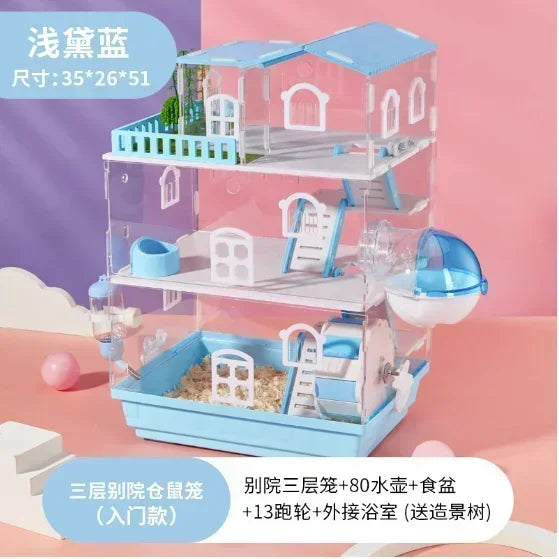 2 3 Layer Acrylic Hamster Cage – 6 Colors