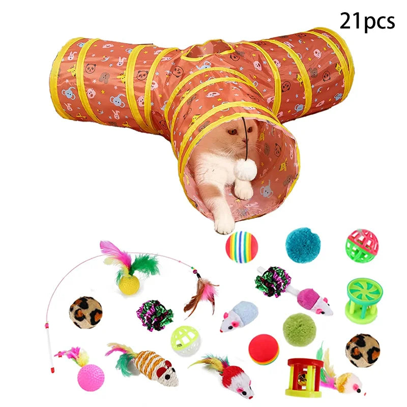 Interactive Cat Teaser Wand Plaything Self Entertainment Maze Tunnel