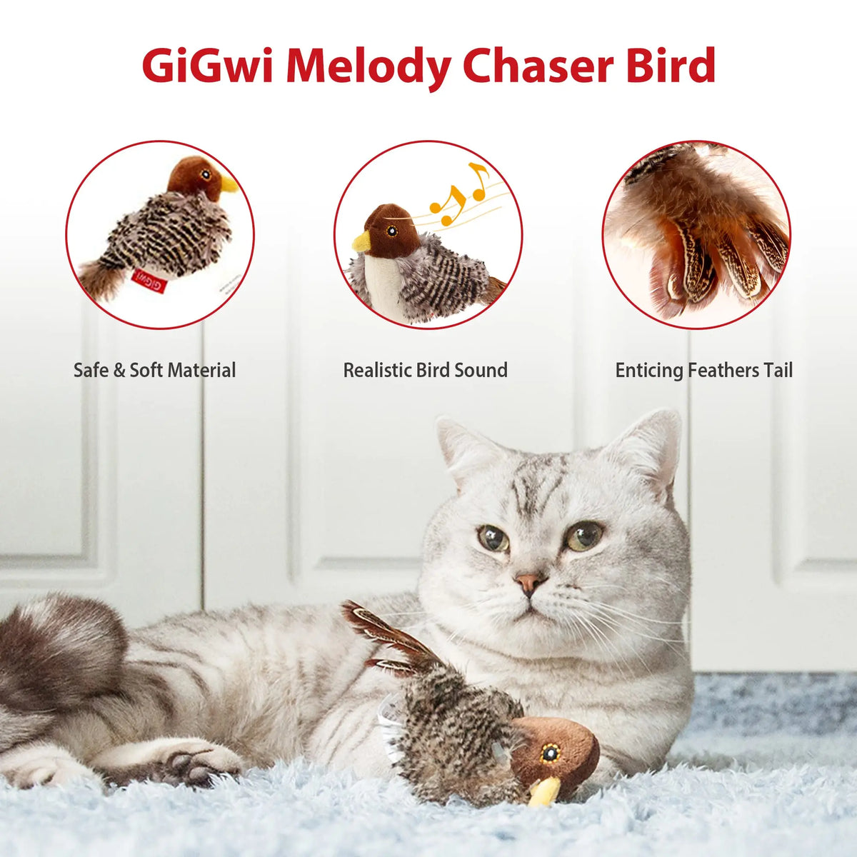 GiGwi Sound Bird Toy Brown Bird, Hedgehog, - ProPawPet.com