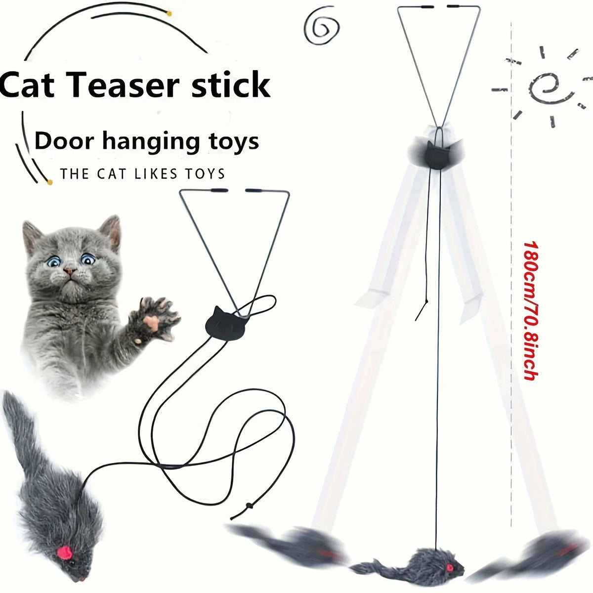 2 PCS Adjustable Hanging Cat Toy Interactive - ProPawPet.com