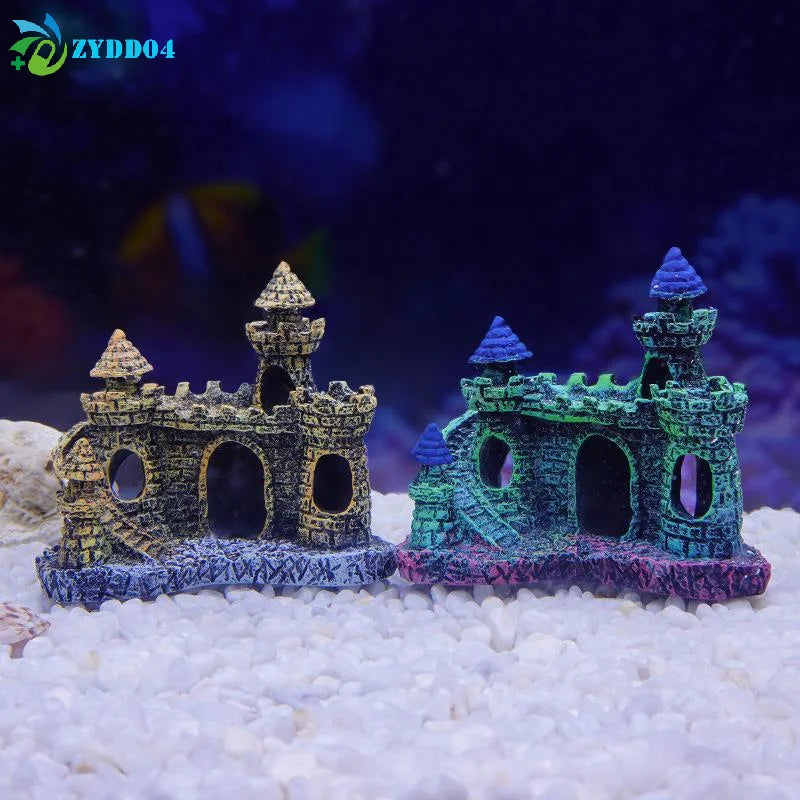 ●1Pcs Resin Castle Shape Fish Tank Ornament - ProPawPet.com