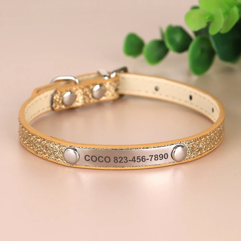 Personalized Cat Collar Bling PU Leather Cat - ProPawPet.com