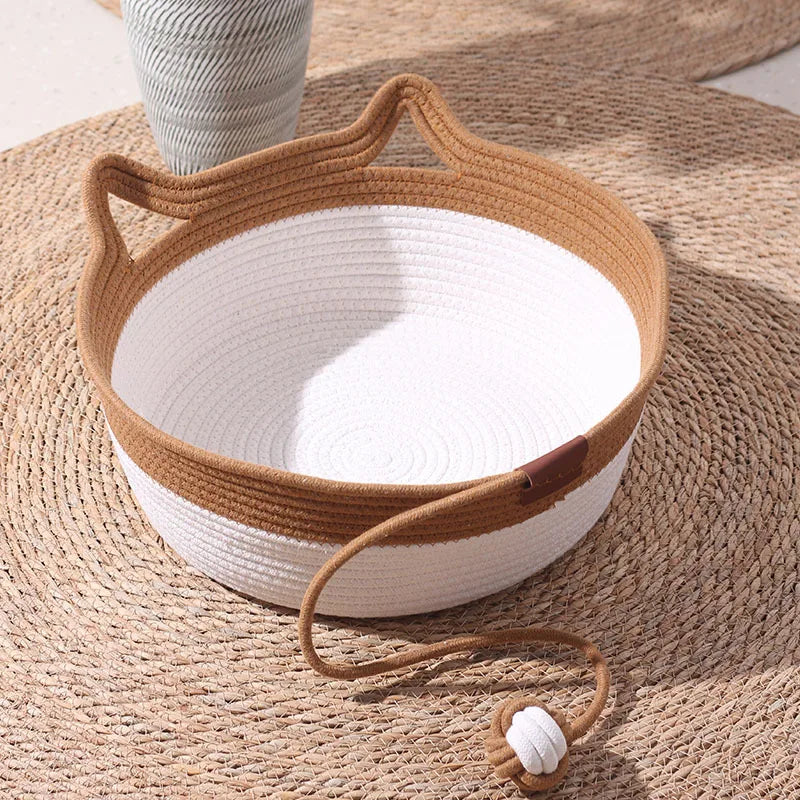 35/40/46cm Handwoven Cotton Rope Cat Basket - ProPawPet.com