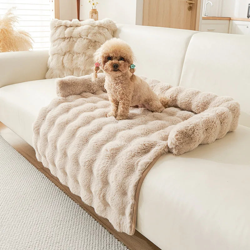Plush Faux Rabbit Fur Large Dog Mat Cat Bed for Small Pets