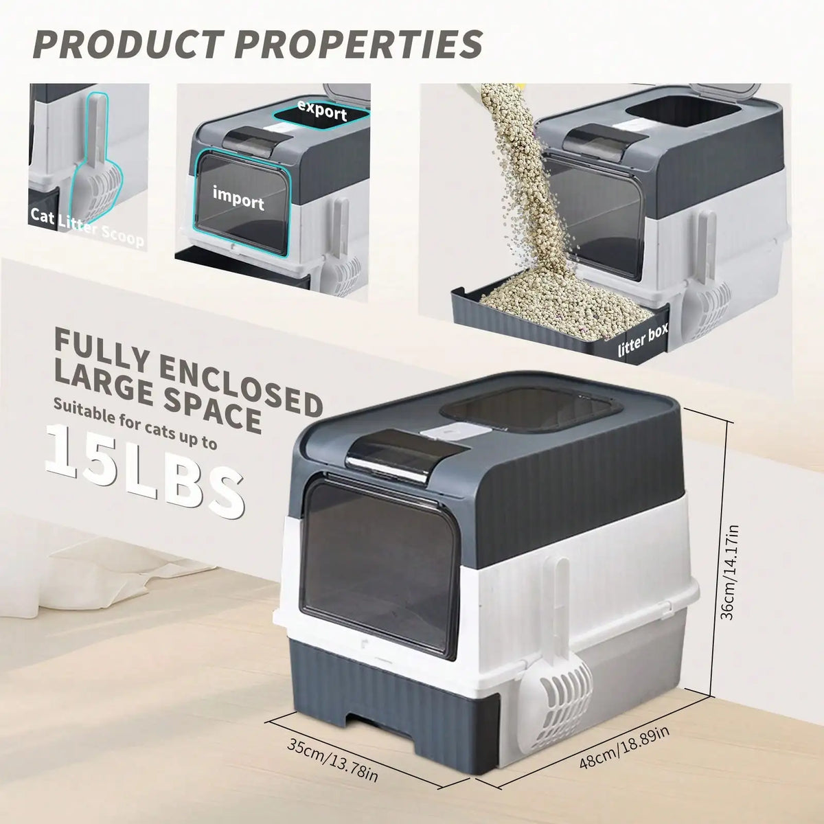 Fully Enclosed Cat Litter Box with Top Entry - ProPawPet.com