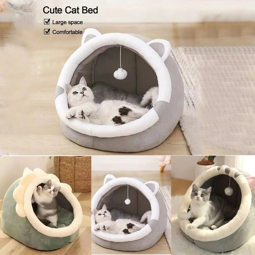 Cute Cushion Cat Sleeping Beds Semi Enclosed - ProPawPet.com