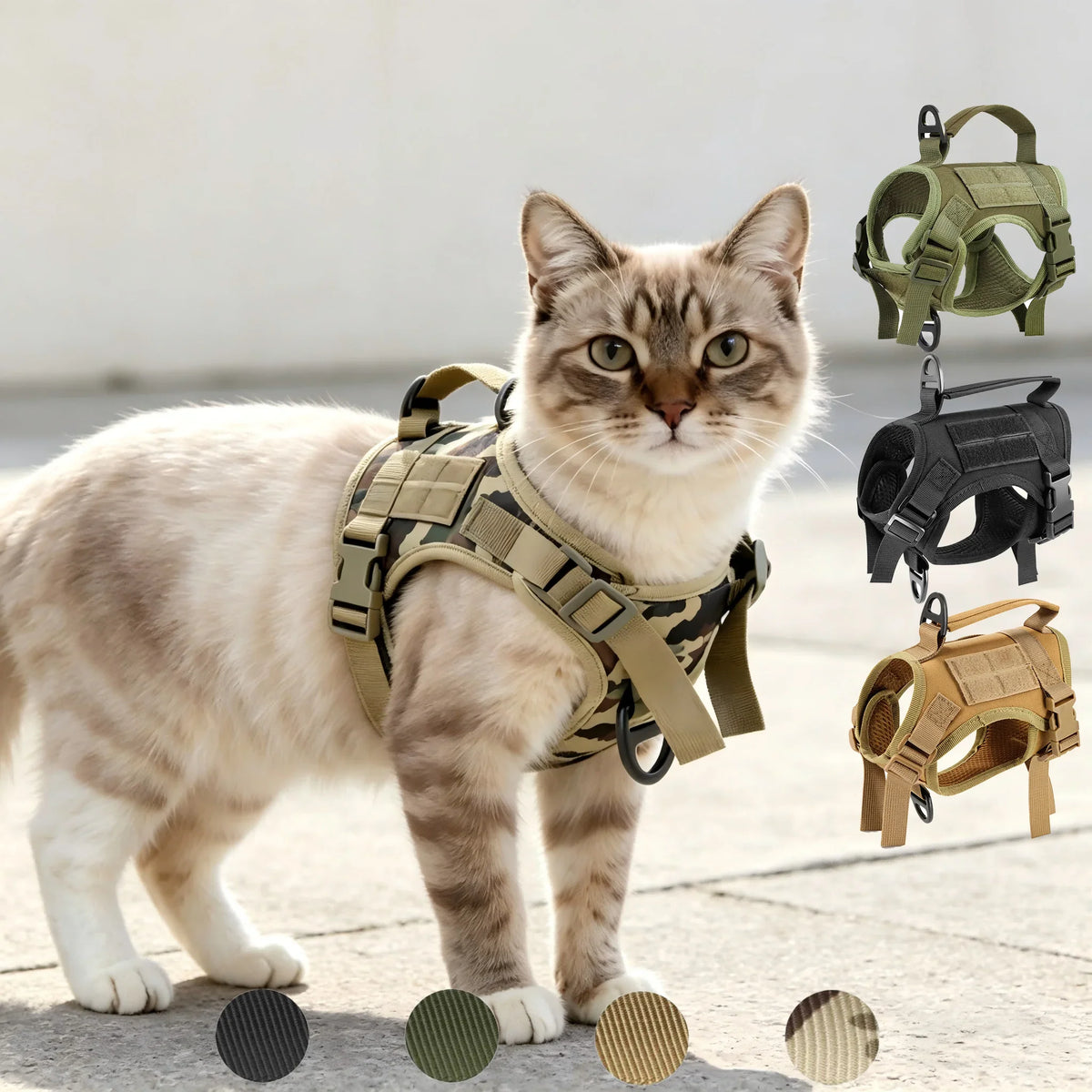 Tactical Cat Harness Vest Adjustable Small - ProPawPet.com