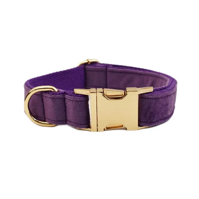 Purple Velvet Dog Collar And Leash Set For - ProPawPet.com