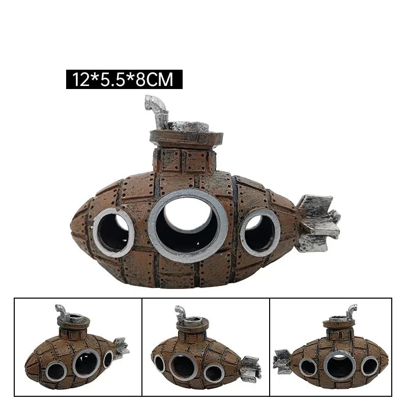 Resin Submarine Ornaments Fish Shrimp Shelter Cave – Aquarium Supplies