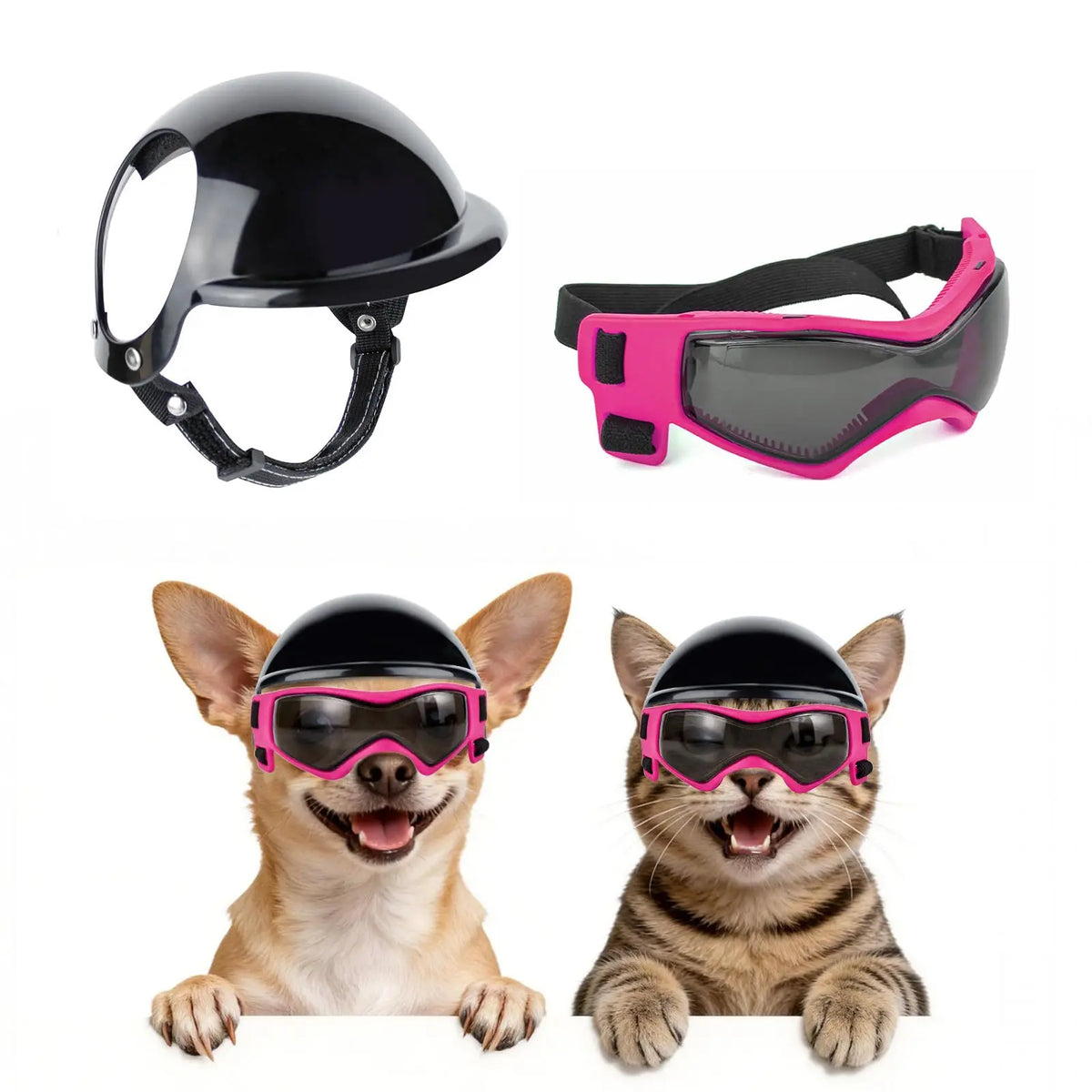 Dog Helmet Goggles Set Pet Safety Hat with - ProPawPet.com