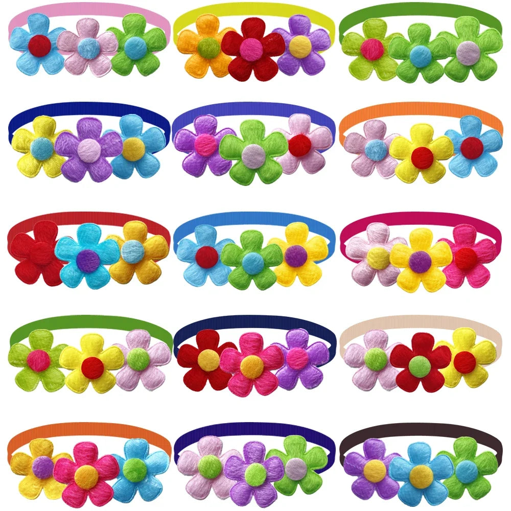 50/100pcs Colorful Flower Dog Bow Ties - ProPawPet.com