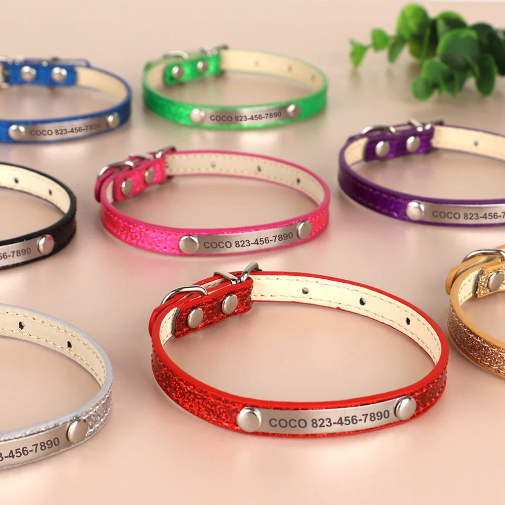 Personalized Cat Collar Bling PU Leather Cat - ProPawPet.com