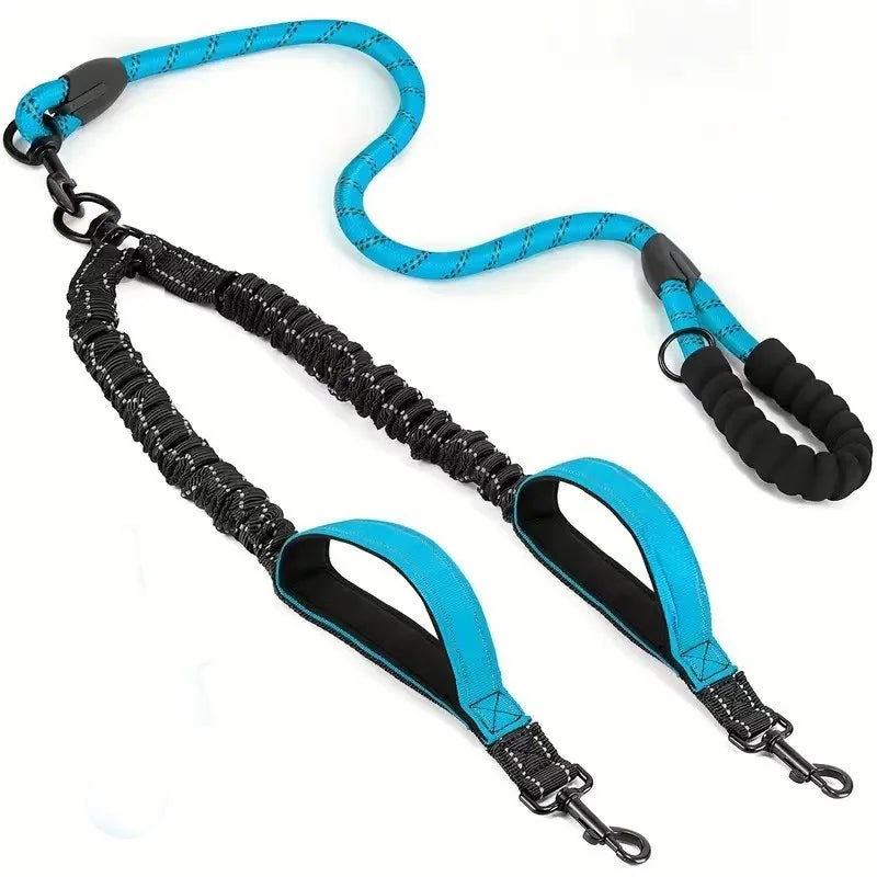 Reflective Double Dog Lead with Two Extra Traffic Handles 360 – Dog Supplies