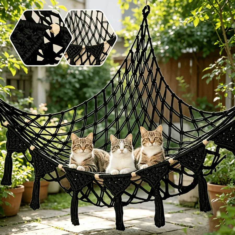 Hand Woven Vinyl Cat Hammock Wall Hanging - ProPawPet.com