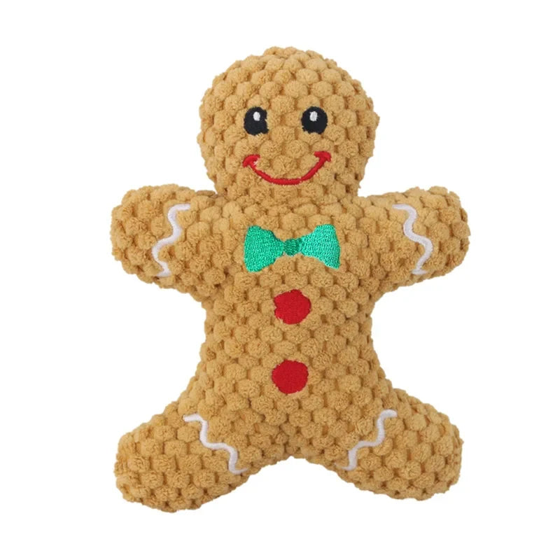 Dog Plush Noise Chewing Plaything Santa Elk Gingerbread Man Donut – Dog Supplies