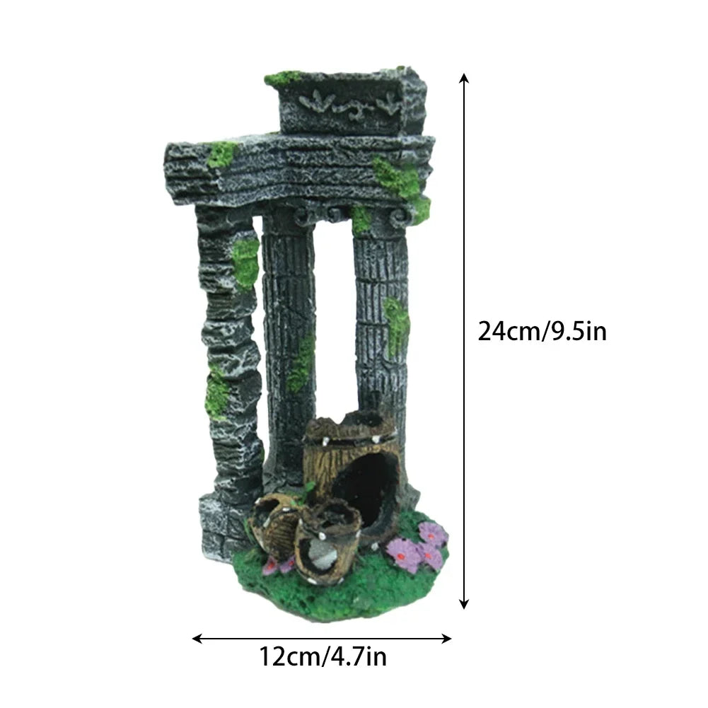 Environmentally Friendly Resin Ancient Roman Pillar Castle – Aquarium Supplies