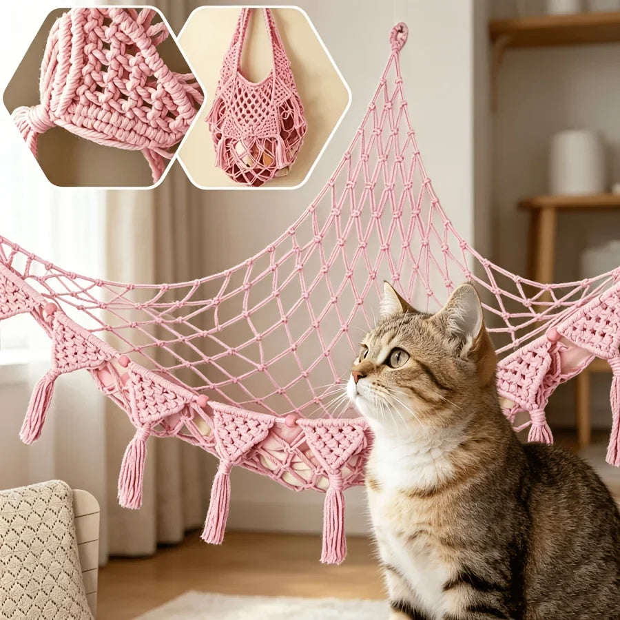Hand Woven Vinyl Cat Hammock Wall Hanging Pet Lounge No – Cat Supplies
