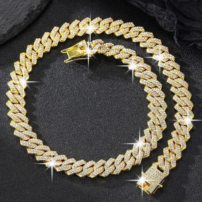14mm Pink Blue Lab Diamond Dog Cuban Chain - ProPawPet.com
