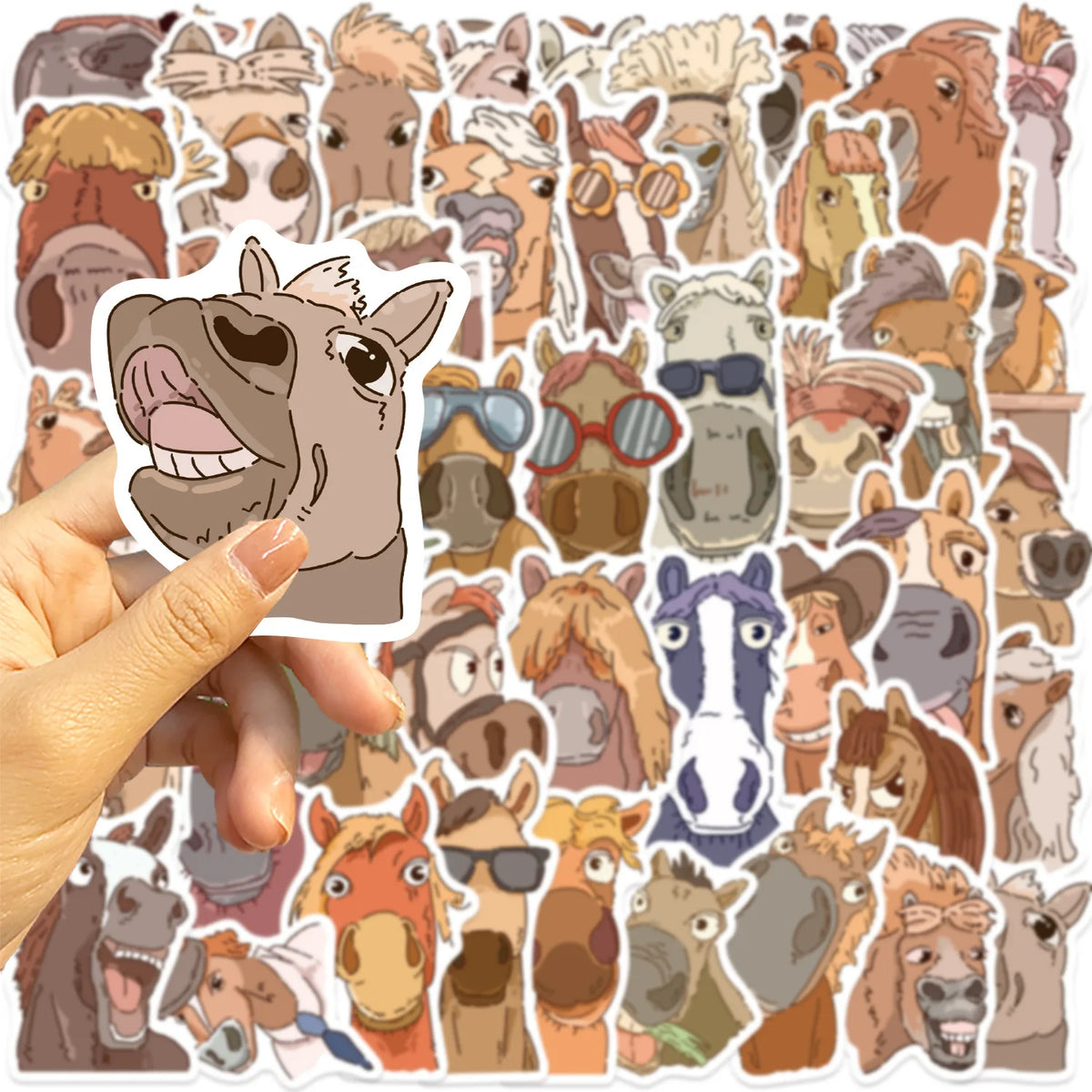 Cartoon Horse Fun Expressions Graffiti Stickers – Equestrian Accessories