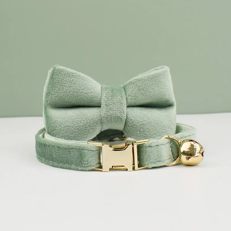 Velvet Cat Collar Bowknot Personalized - ProPawPet.com