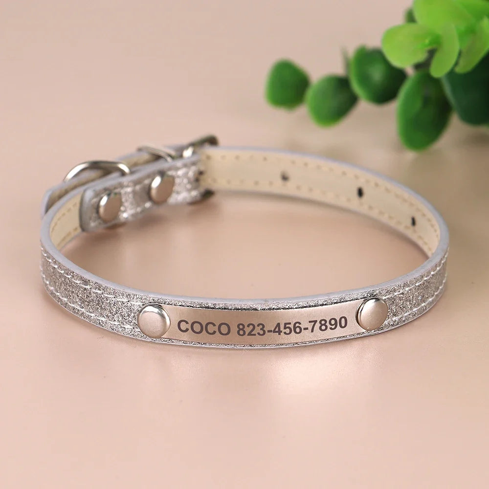 Personalized Cat Collar Bling PU Leather Cat - ProPawPet.com