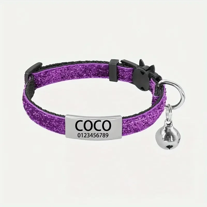 Free Engraving Glitter Cat Safety Buckle - ProPawPet.com