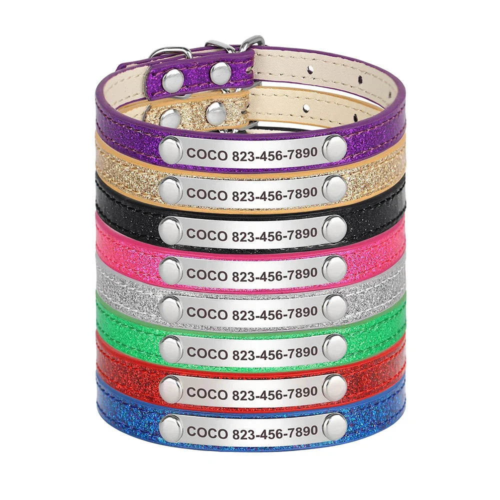 Personalized Cat Collar Bling PU Leather Cat - ProPawPet.com